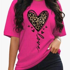 Pink Heart Graphic Women's Top